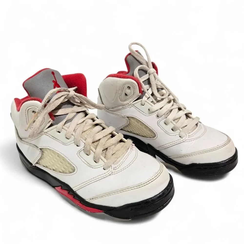 Nike Air Jordan 5 Retro FireRed SilverTongue 440889-102 Youth 1 / 32.5 Sneakers - Picture 2 of 6